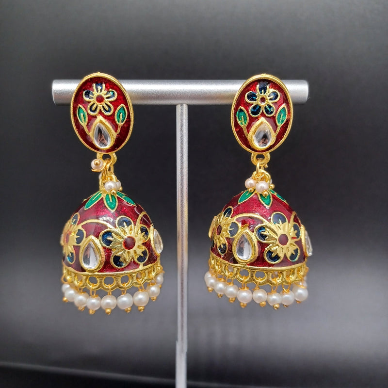 Beautiful Marron Color Meenakari Earrings