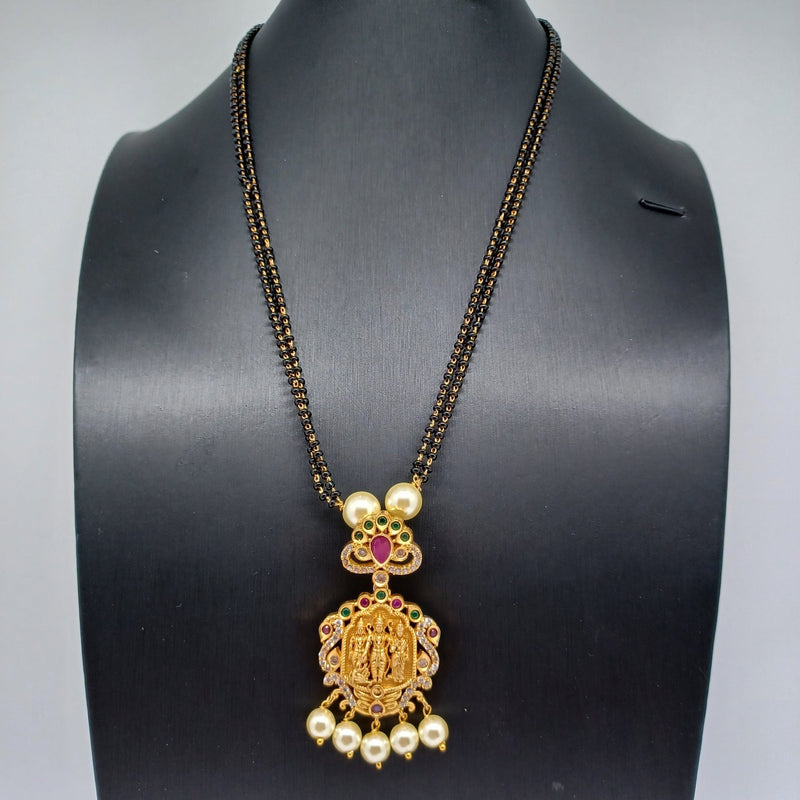 Beautiful Multistone Imitation Gold Ramparivar Black Beads