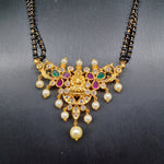 Beautiful Multi stone Lakshmi Devi Black Beads With Earrings