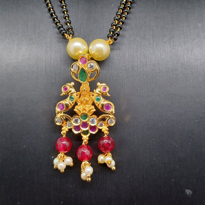 Beautiful imitation Gold Lakshmi Devi Peacock Black Beads