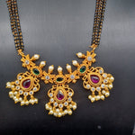 Beautiful Imitation Gold Multi Kemp Stone Black Beads With Earrings