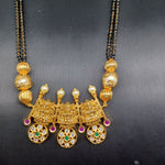 Beautiful AD And Multi Stone Lakshmi Bottu Black Beads With Earrings