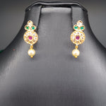 Beautiful Green Beads AD And Multi Stone  lakshmi Locket With Small Earrings