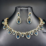 Beautiful AD And Sapphire Stone Small necklace set With earrings