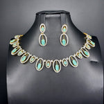 Beautiful AD And Mint Green Stones Small necklace Set With Errings