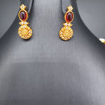Beautiful AD And Navaratan Matt Finish Lakshmi Necklace Set With Earrings