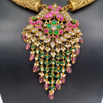 Elegant Peacock Multi Stone jadav Kundan Kante With Monalisa Beads