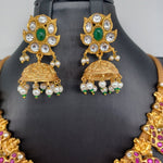 Elegant Multi Stone Jadav Kundan Peacock And Lakshmi Mango Haram With Jumka