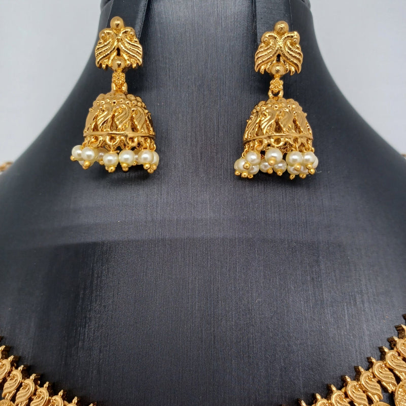 Beautiful Imitation Gold Peacock Lakshmi Kasu necklace Set With Earrings