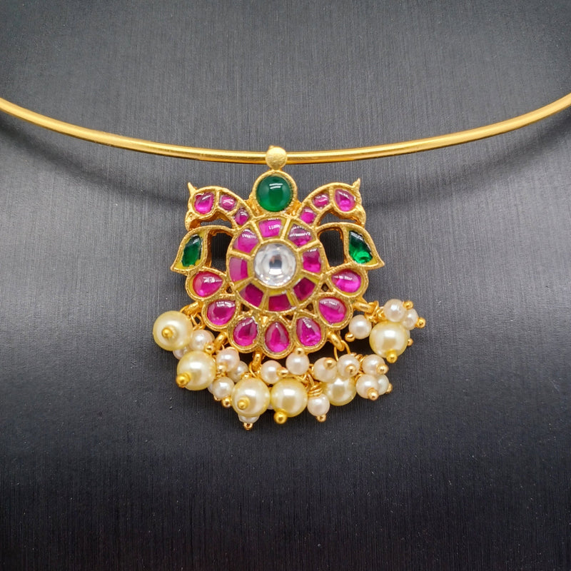 Beautiful Jadav Kundan Peacock Hasli With Pearls