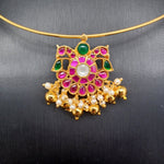 Beautiful jadav Kundan Peacock Hasil with Gold Balls And Pearls