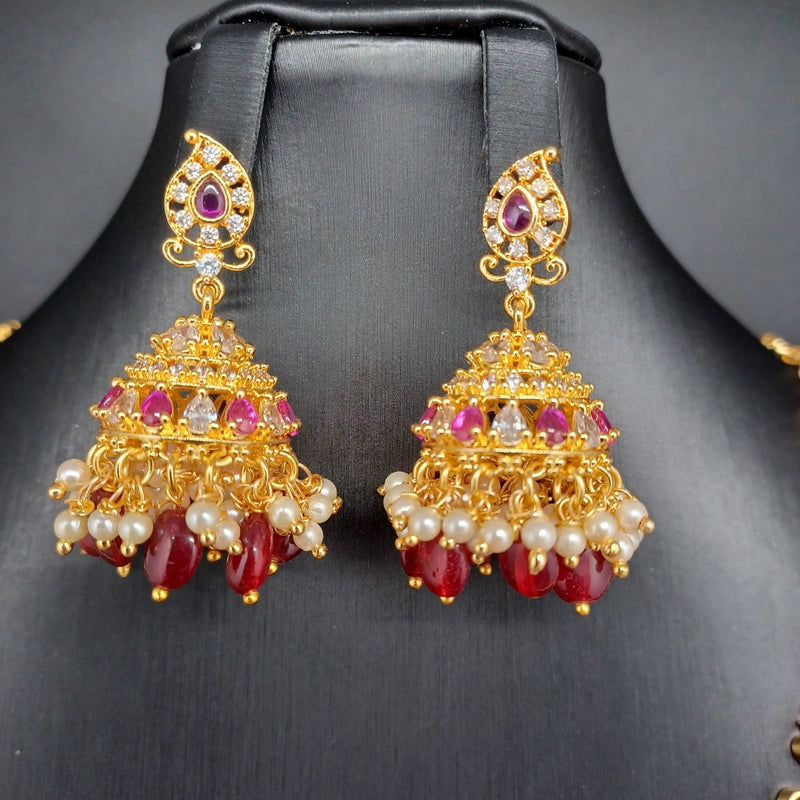 Elegant AD And Ruby Stone moissanite Mango Haram With errings