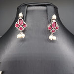 Beautiful Oxidised Ruby Stone Necklace Set With Earrings