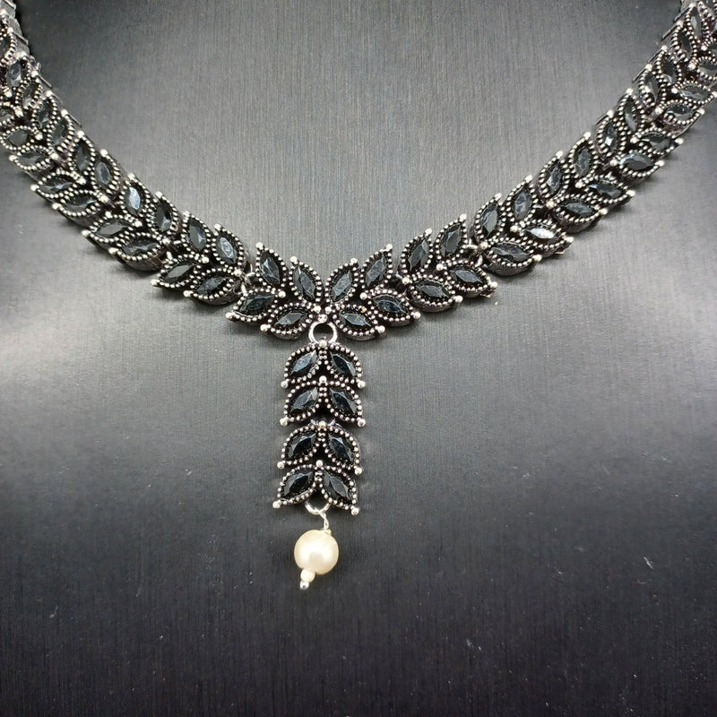 Beautiful Oxidised Black Small Necklce Set With Earrings