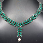 Beautiful Oxidised Emerald Small Necklce Set With Earrings