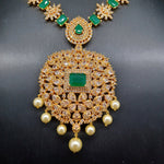 Beautiful AD And Green Stone Small necklace Set With Earings