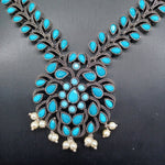 Beautiful Oxidised Firozi Blue Necklce Set With Earrings