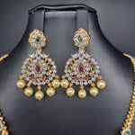Beautiful Imitation Gold Multi Stone Set with Locket And Earrings