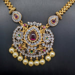 Beautiful Imitation Gold Multi Stone Set with Locket And Earrings