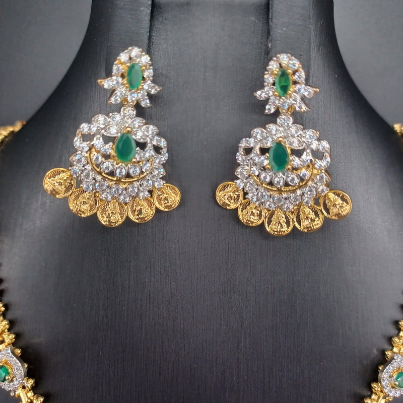 Beautiful Imitation Gold Multi Stone Set with Locket And Earrings