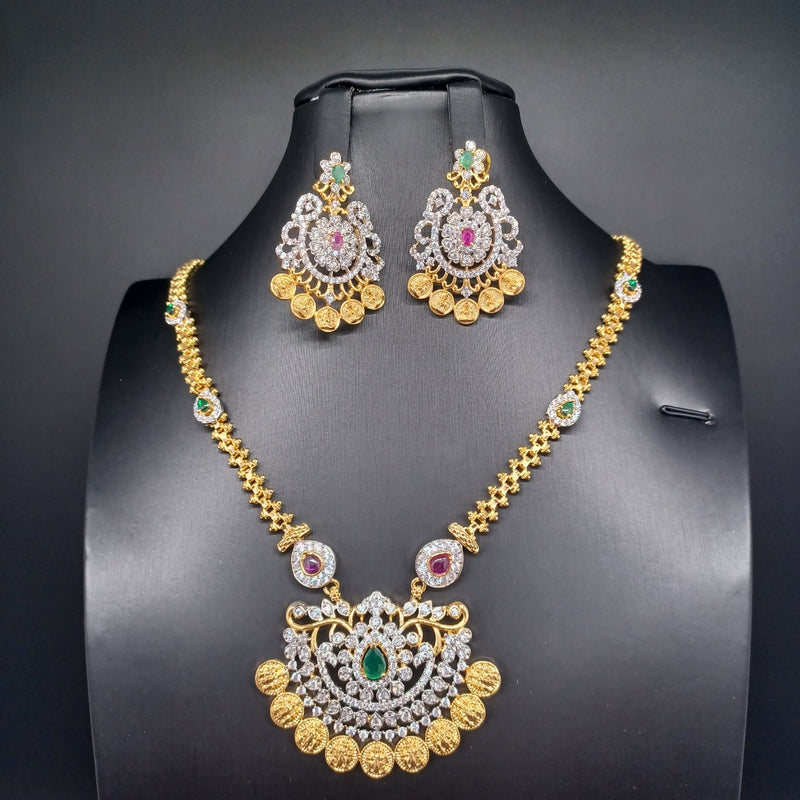 Beautiful Imitation Gold Multi Stone Set with Locket And Earrings