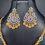 Beautiful Imitation Gold Multi Stone Set with Locket And Earrings