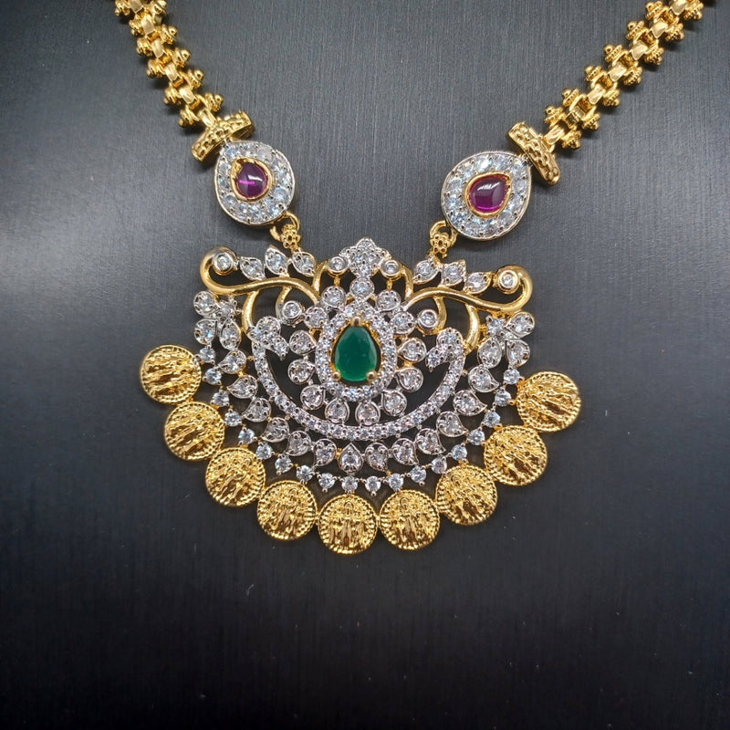 Beautiful Imitation Gold Multi Stone Set with Locket And Earrings