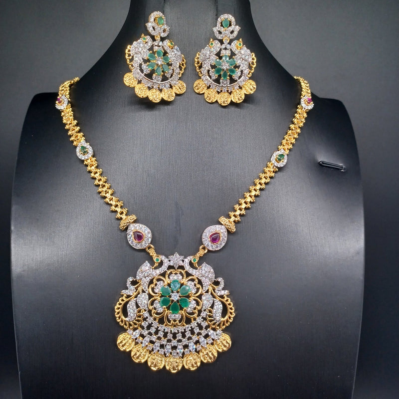 Beautiful Imitation Gold Multi Stone Set with Locket And Earrings