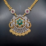 Beautiful Imitation Gold Multi Stone Set with Locket And Earrings
