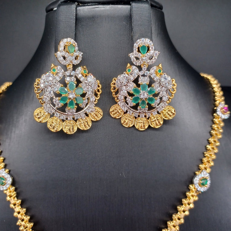 Beautiful Imitation Gold Multi Stone Set with Locket And Earrings