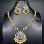 Beautiful Imitation Gold Multi Stone Set with Locket And Earrings