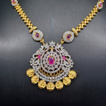 Beautiful Imitation Gold Multi Stone Set with Locket And Earrings