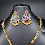 Beautiful Imitation Gold Multi Stone Set with Locket And Earrings