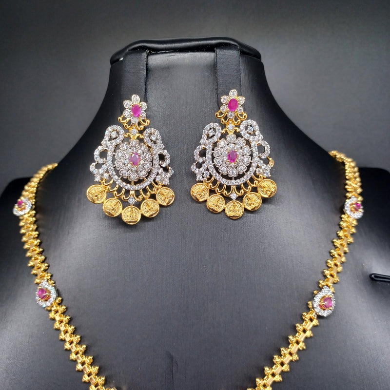 Beautiful Imitation Gold Multi Stone Set with Locket And Earrings