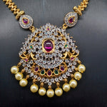 Beautiful Imitation Gold Multi Stone Set with Locket And Earrings