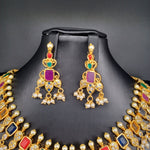 Beautiful Imtation Gold Navaratan Necklace Set With Earrings
