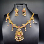 Beautiful Imitation Gold Lakshmi And Mango Chain Choker With Earrings