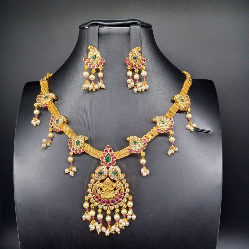 Beautiful Imitation Gold Lakshmi And Mango Chain Choker With Earrings
