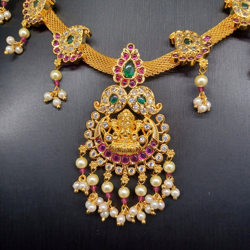 Beautiful Imitation Gold Lakshmi And Mango Chain Choker With Earrings