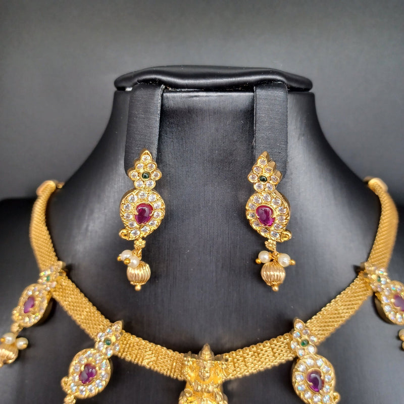 Beautiful Imitation Gold Lakshmi Chain Choker With Earrings