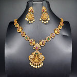Beautiful Multi Stone Peacock Lakshmi Necklace Set With Earrings