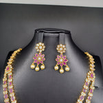 Beautiful AD And Ruby 2 Lane Flower Haram With earrings