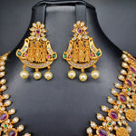 Beautiful AD Multi Stone Ramparivar Necklace With Earrings