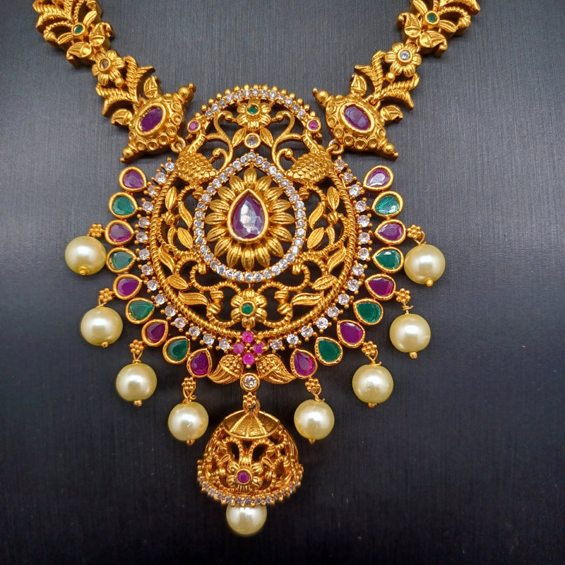 Antique Pearl Necklace With Matte Gold Plating – diya jewellery india
