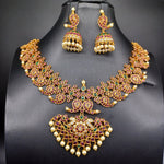 Beautiful Matt Finish Multi Stone Mango Necklace With Earrings