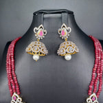 Beautiful Ruby Onyx Beads AD And Ruby Stone Haram With Earrings