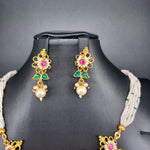 Beautiful Multi Stone Jadav Kundan Sugar Beads Necklace Set With Earrings