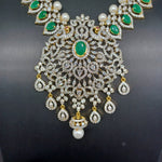 Beautiful Green Onyx Beads AD And Green Stone Haram With Earrings