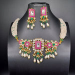 Beautiful Sugar Beads And Multi Stone Jadav Kundan choker With Earrings