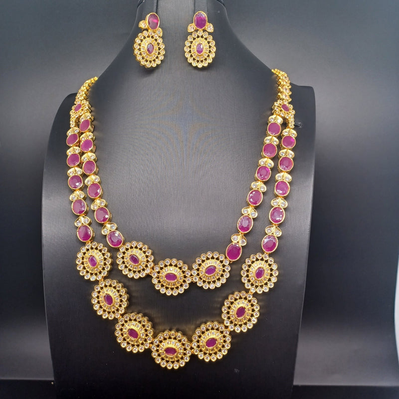 Beautiful AD And Ruby2 Lane Flower Haram With earrings